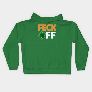 Feck Off Irish Shamrock Kids Hoodie